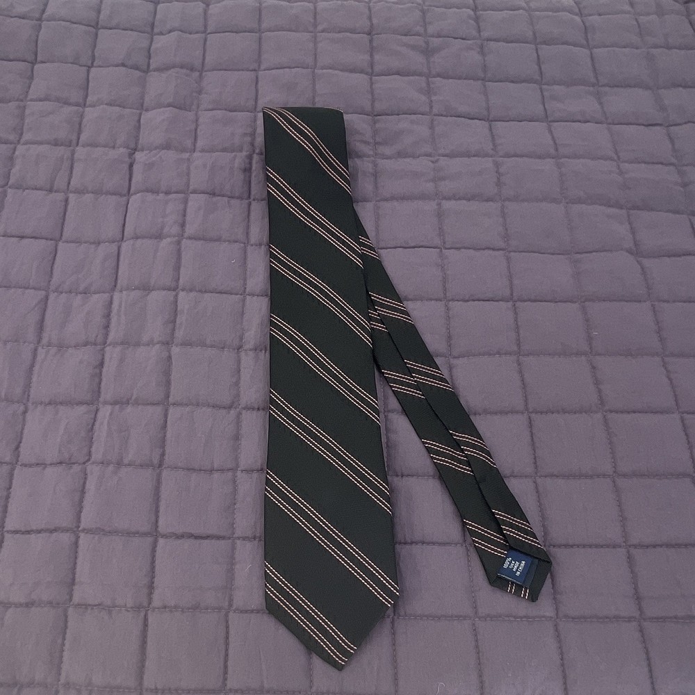Paul Fredrick Striped 100% Silk Woven Men's Gifts Black Tie Pink Stripes
