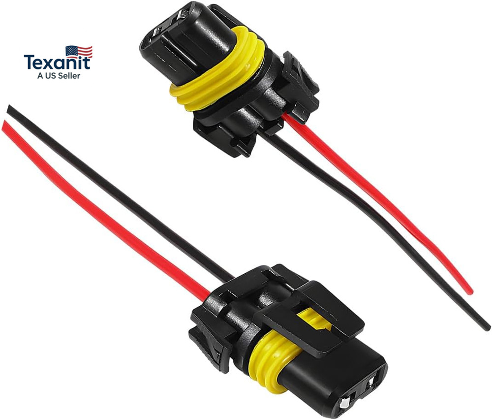 2 PCS Wiring Harness Headlight Socket, 9005 9006 9012 HB3 HB4 Female Adapter Nyl