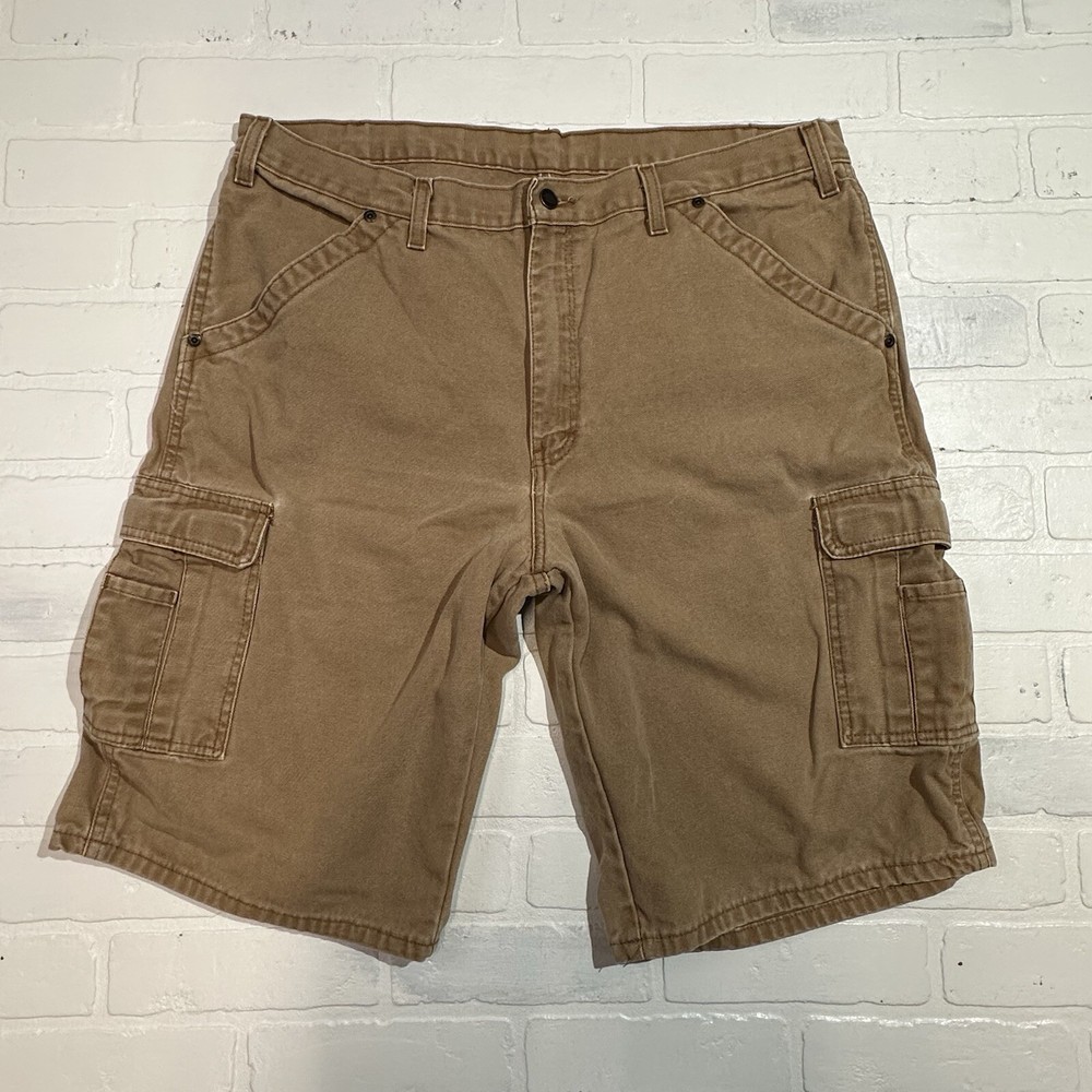 Dickies Shorts Mens 38 Brown Duck Canvas Cargo Carpenter Relaxed Fit
