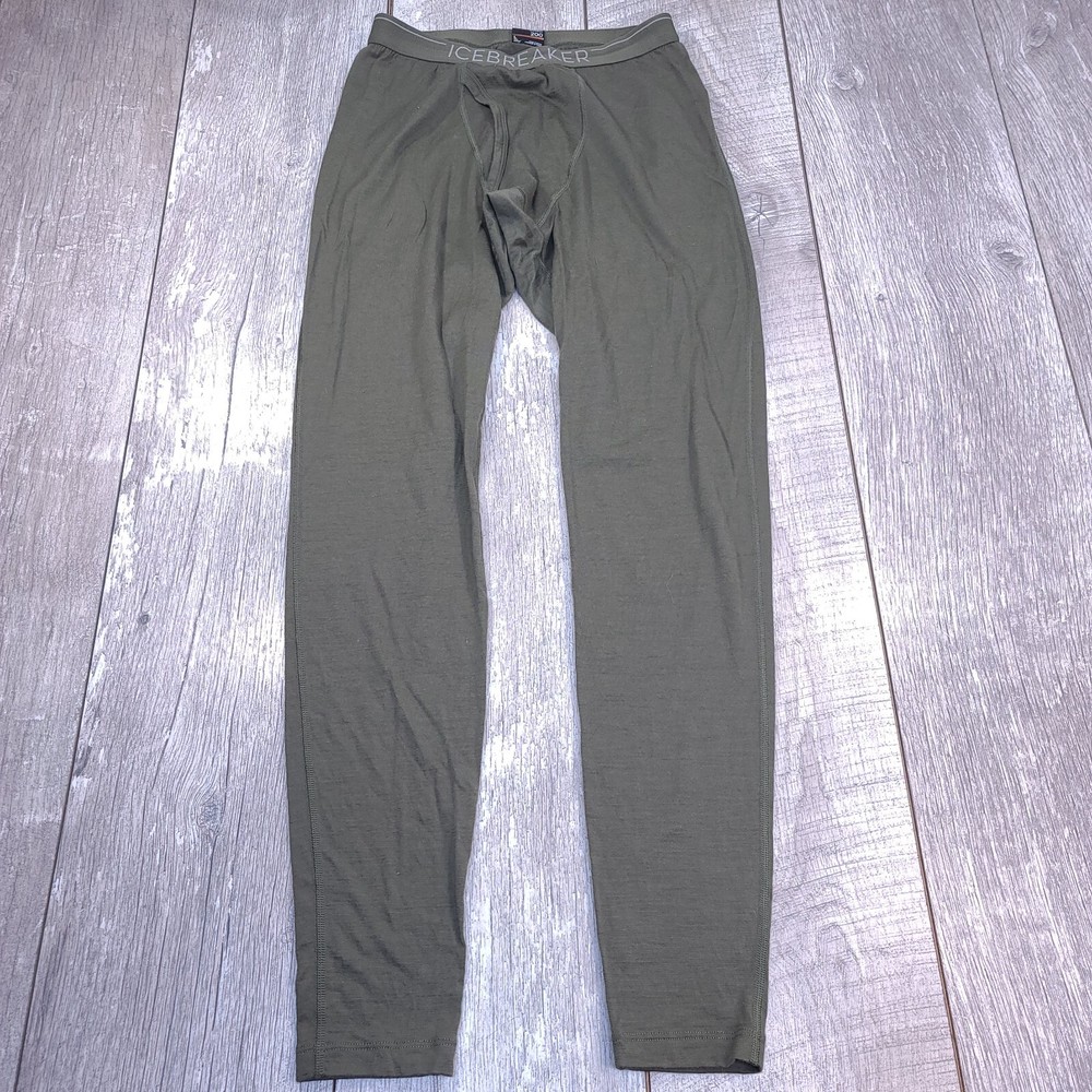 Icebreaker Mens Merino 200 Oasis Base Layer Leggings With Fly Size Large Green