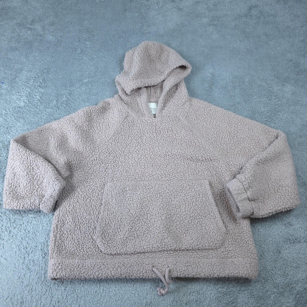 American Eagle Outfitters Hoodie Womens Medium Beige Sherpa Fleece Pullover