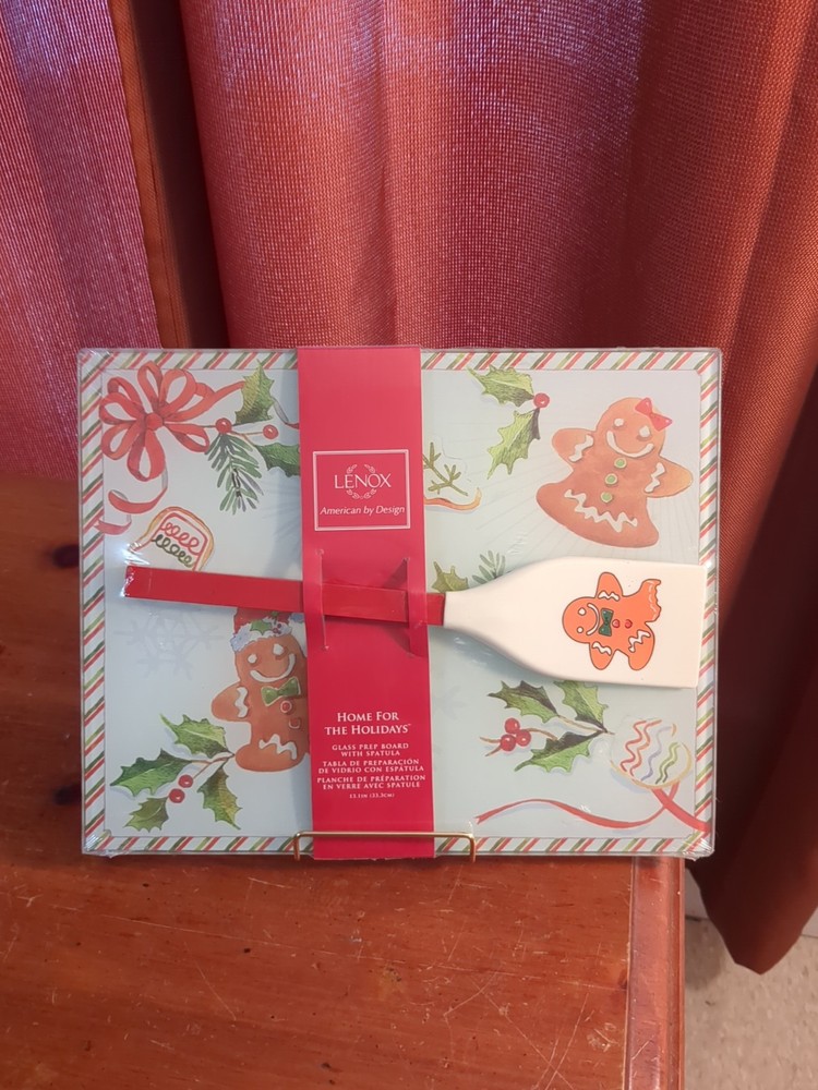 Lenox Glass Prep Board With Spatula Gingerbread NEW