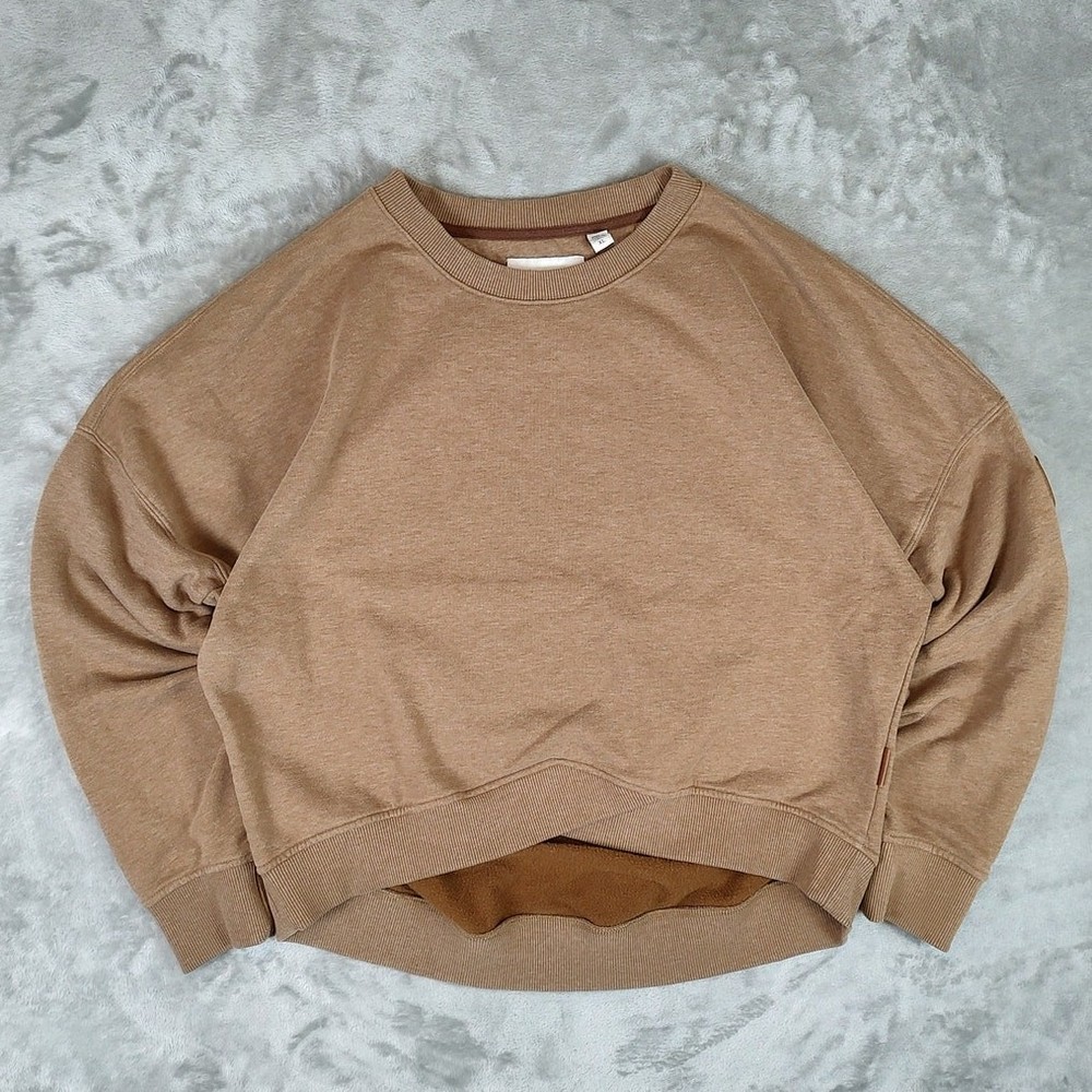 Wanakome Erma cross hem oversized casual brown sweatshirt womens XL