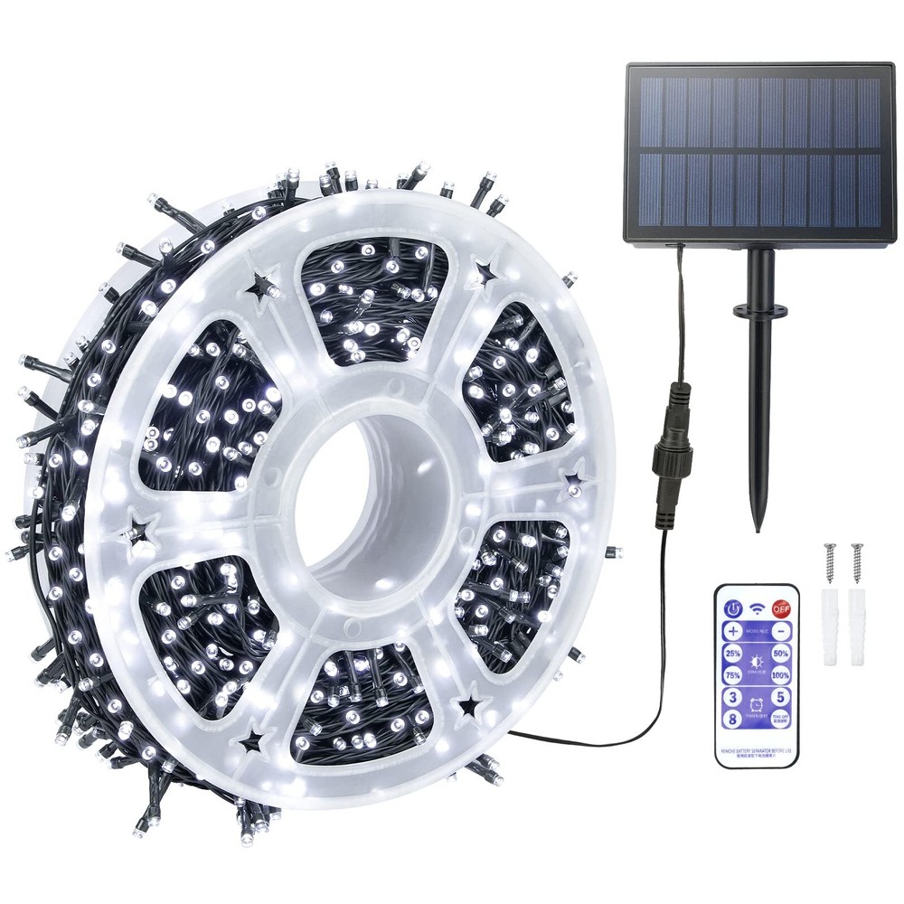 Solar String Lights Outdoor 200FT 600LED Waterproof 8 Modes Remote Control Ti...
