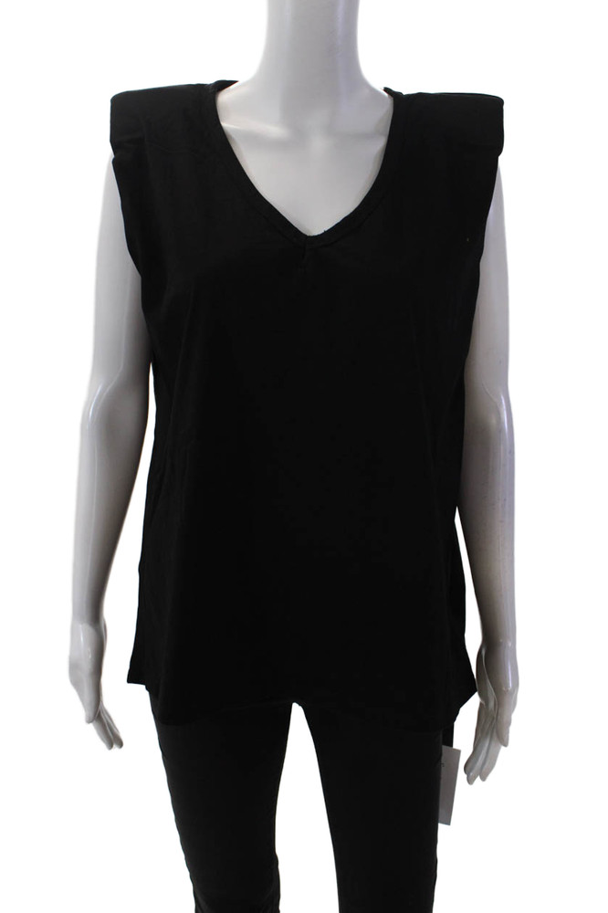 BLANKNYC Womens Cotton V-Neck Sleeveless Pullover T-Shirt Top Black Size XLFree Shipping in US $100+ Orders | $6.95 Orders Below