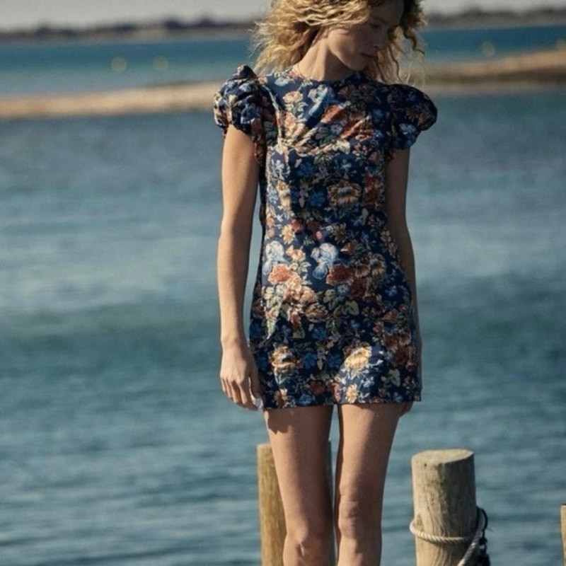 DOEN Lyric Dress Indigo Iris Floral Print Liberty Fabric