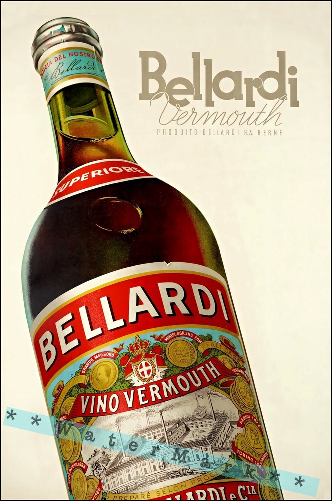 Vermouth Bellardi 1943 Torino  Italy Vintage Poster Print Retro Style Liquor Ad