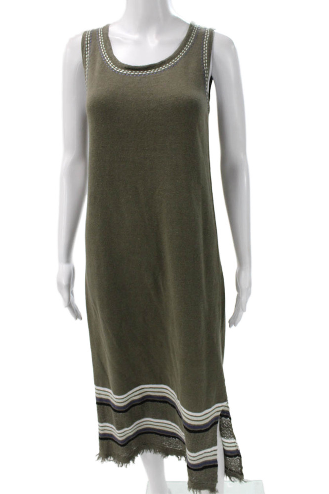Lisa Todd Women Tank Dress Green Cotton Sleeveless Knee Length Size SFree Shipping in US $100+ Orders | $6.95 Orders Below