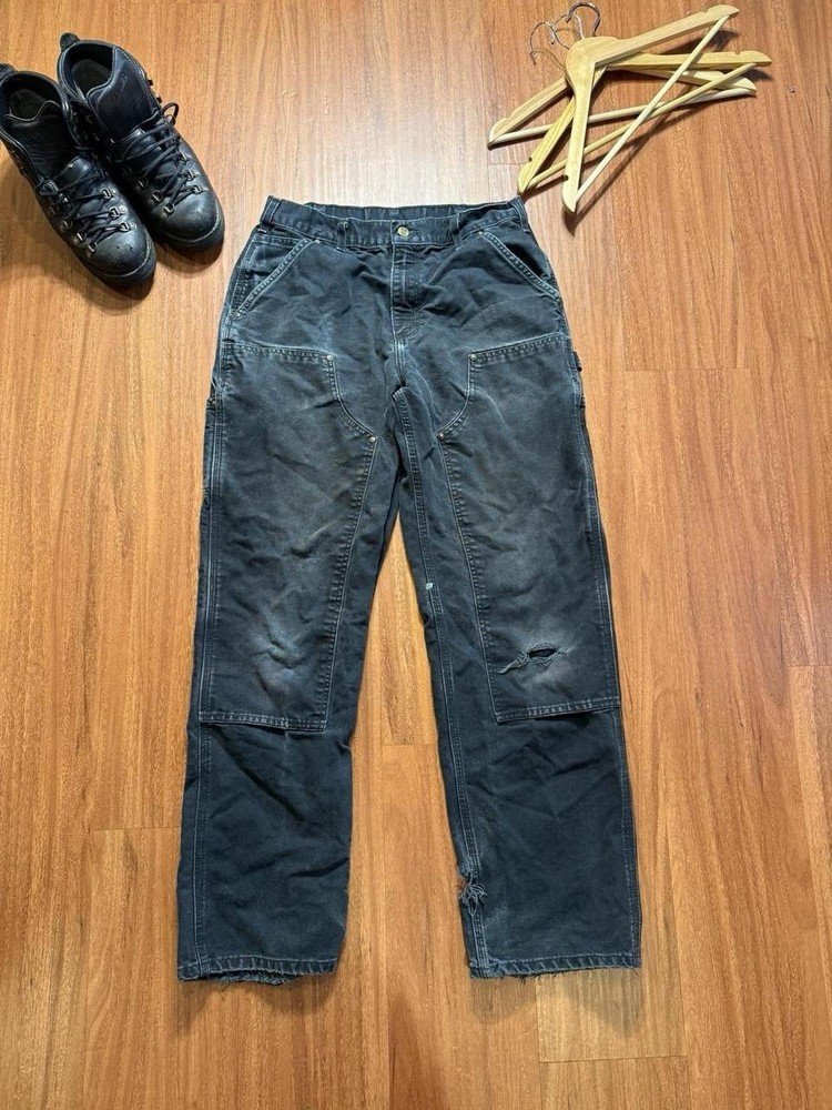 Vintage Carhartt Double Knee Work Pants Classic faded black