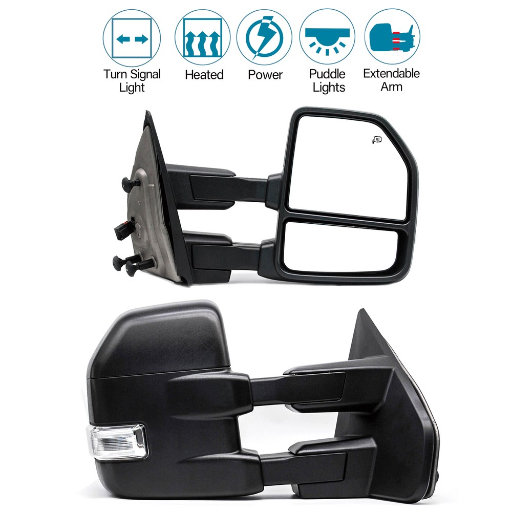 Pair Tow Mirrors Power Heated Signal Fits 2004-2014 Ford F-150 Pickup Left Right