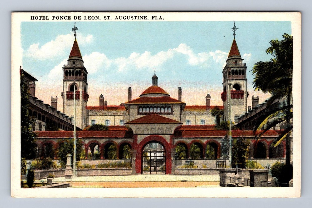St Augustine FL-Florida Hotel Ponce De Leon Vintage Postcard