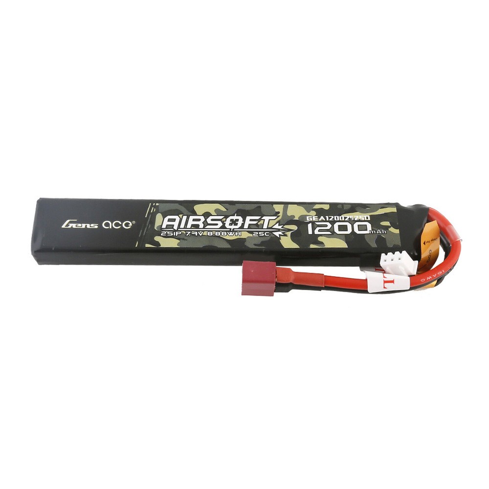 Gens Ace 25C 1200mAh 2S 7.4V Airsoft Lipo Battery With Deans Ultra Plug-image