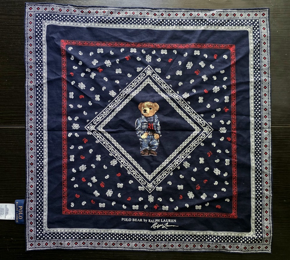 RRL Ralph Lauren Polo Blue Bear Cotton Bandanna