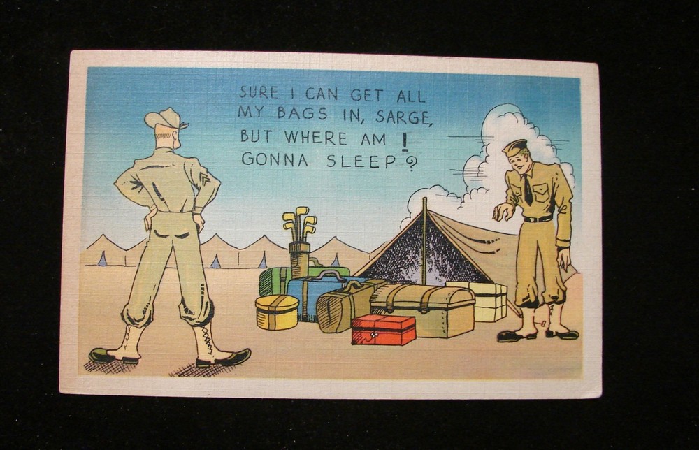 1943 Wwii Postcard Military Comic 
