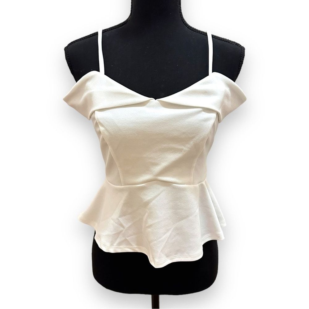Haute Monde White Off the Shoulder Peplum Top - Women's Small NWOT