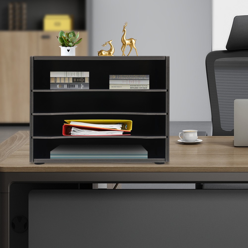 2pcs Modern 4-Compartment Removable Desktop File Organizer Holder