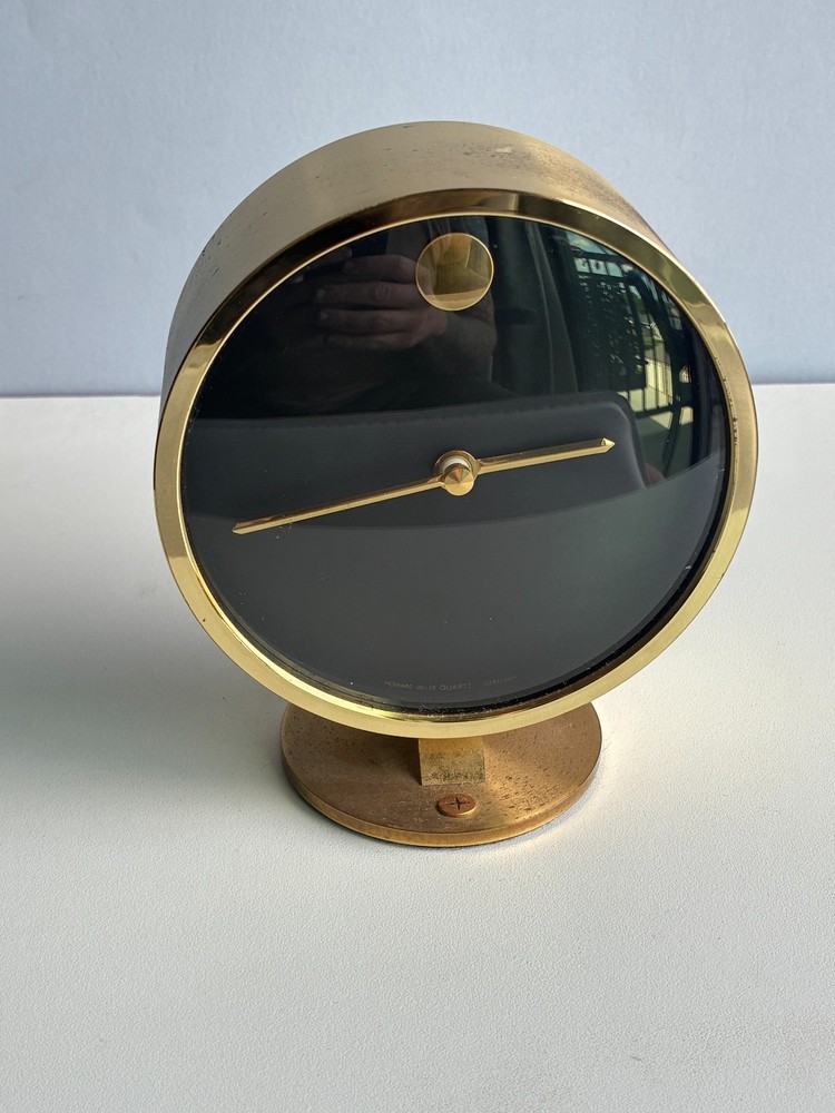 Vintage Howard Miller Nathan George Horwitt Brass Museum Desk Clock Movado MCM