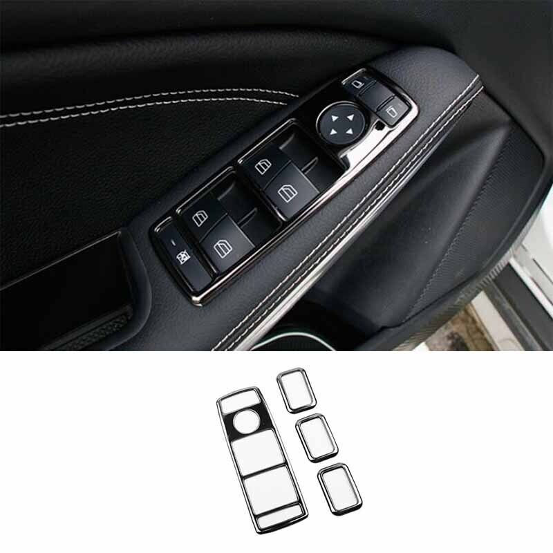 Window Door Lock Control Switch Trim Steel For Benz A~Class W177 2019~2022 Black