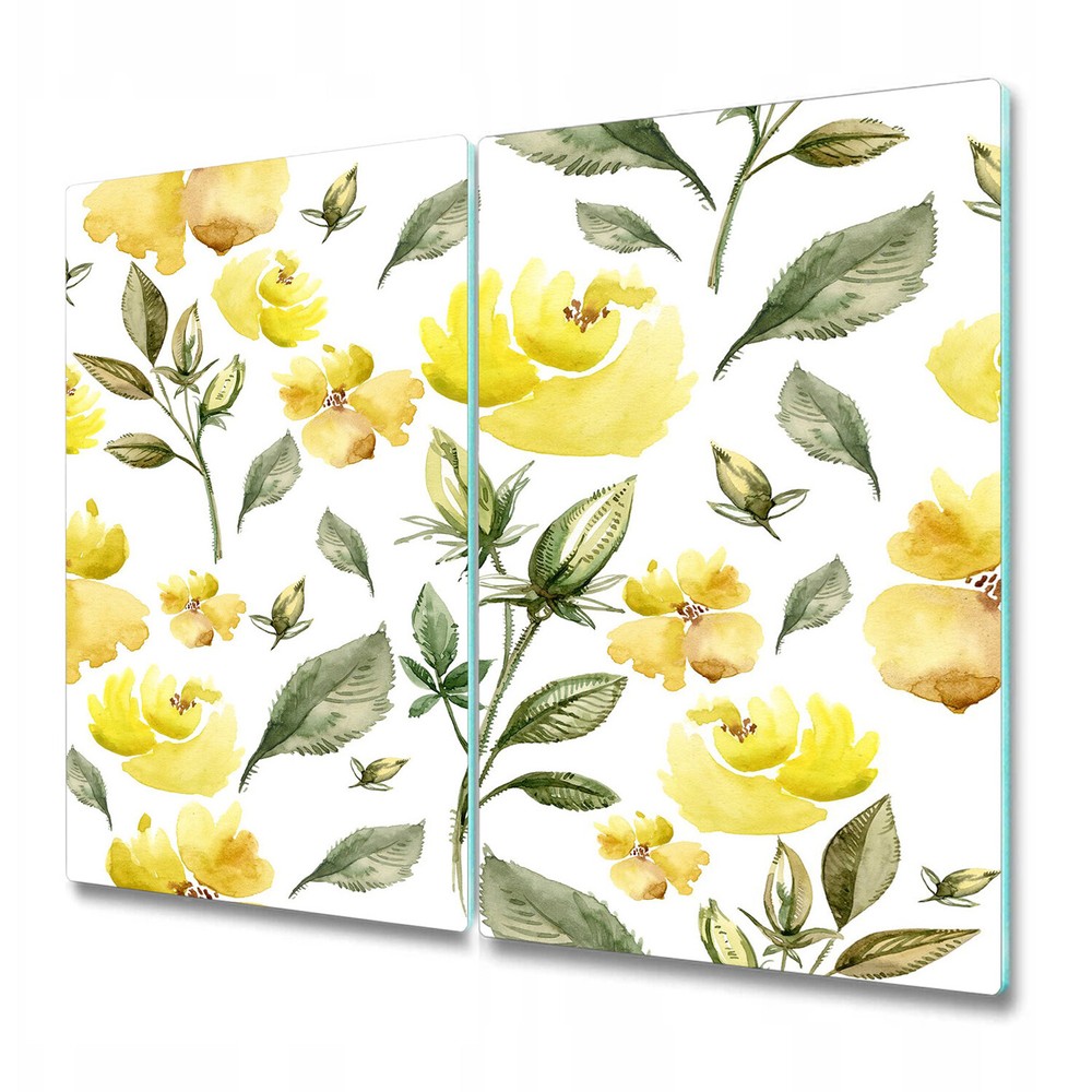Glass Worktop Saver Kitchen Yellow Flowers | Delicate Flowers | 2x30x52