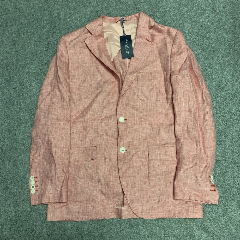 Vineyard Vines Linen Blazer Unstructured Sport Coat Mens 38R Textured Jetty Red