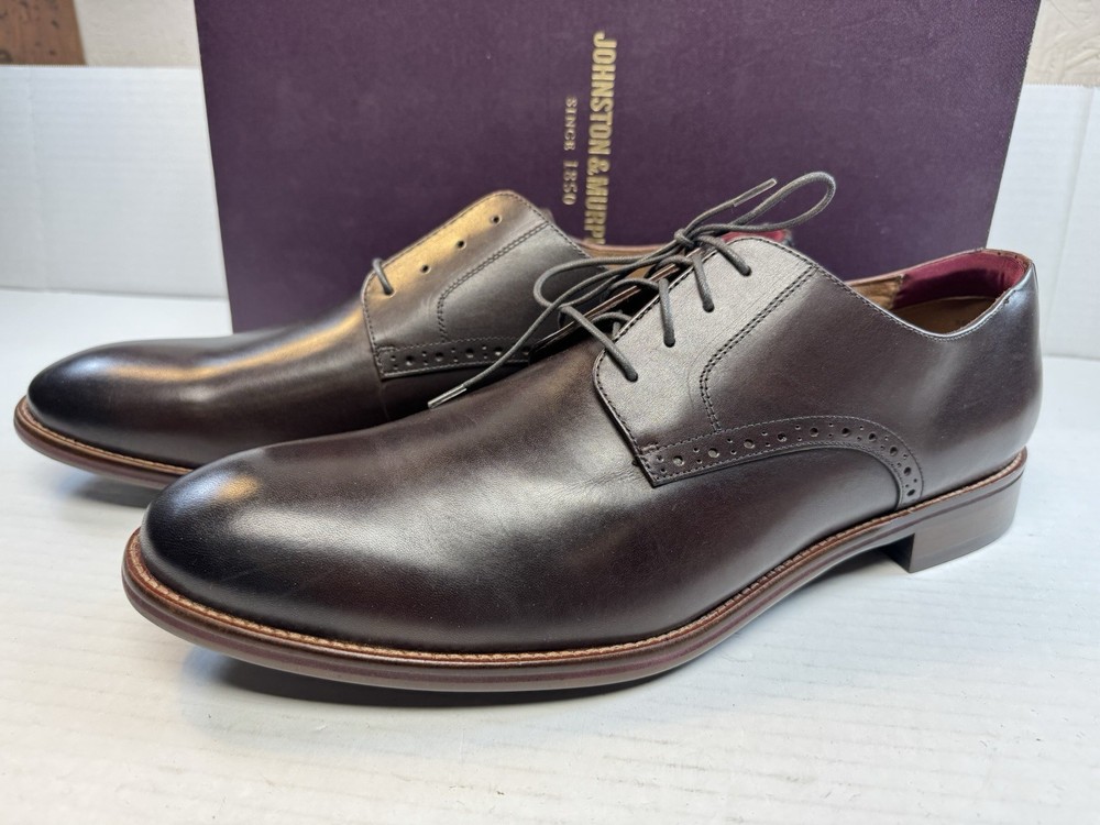 Johnston & Murphy Conard 2.0 Plain Toe Dress Shoe, Mahogany Full Grain, Size 16