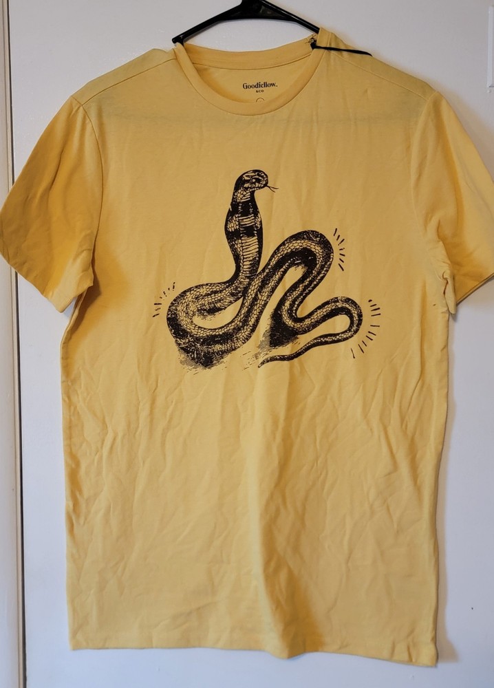 Men's Yellow Snake Graphic Cotton Blend T-Shirt by Goodfellow & Co - Size Small