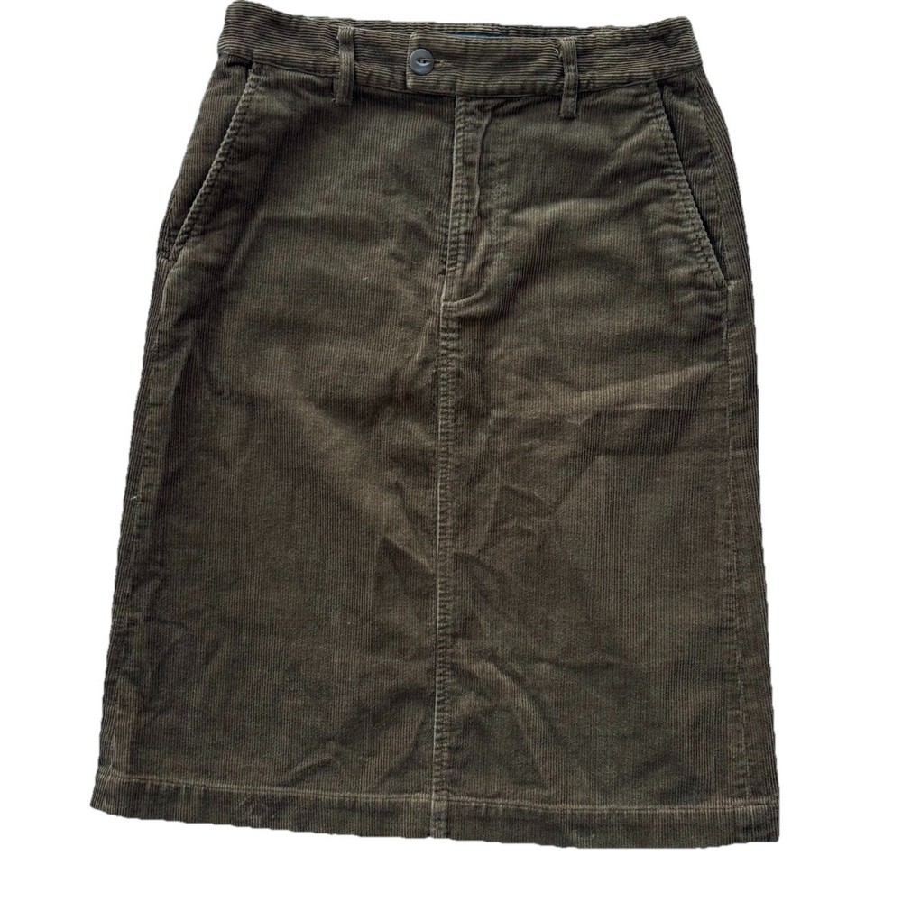A.P.C. RUE MADAME PARIS Brown Olive Green Corduroy Skirt Women’s Size 34