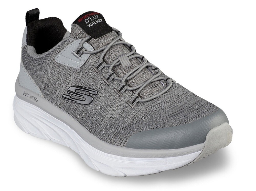 SKECHERS Men's D'Lux Walker Pensive Grey/Black Slip-On Sneakers X-WIDE Sz 10 NIB