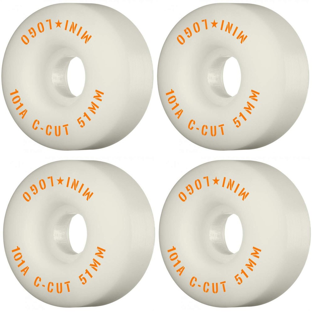 Mini-Logo C-Cut 51mm 101a White Skateboard Wheels (Set of 4)