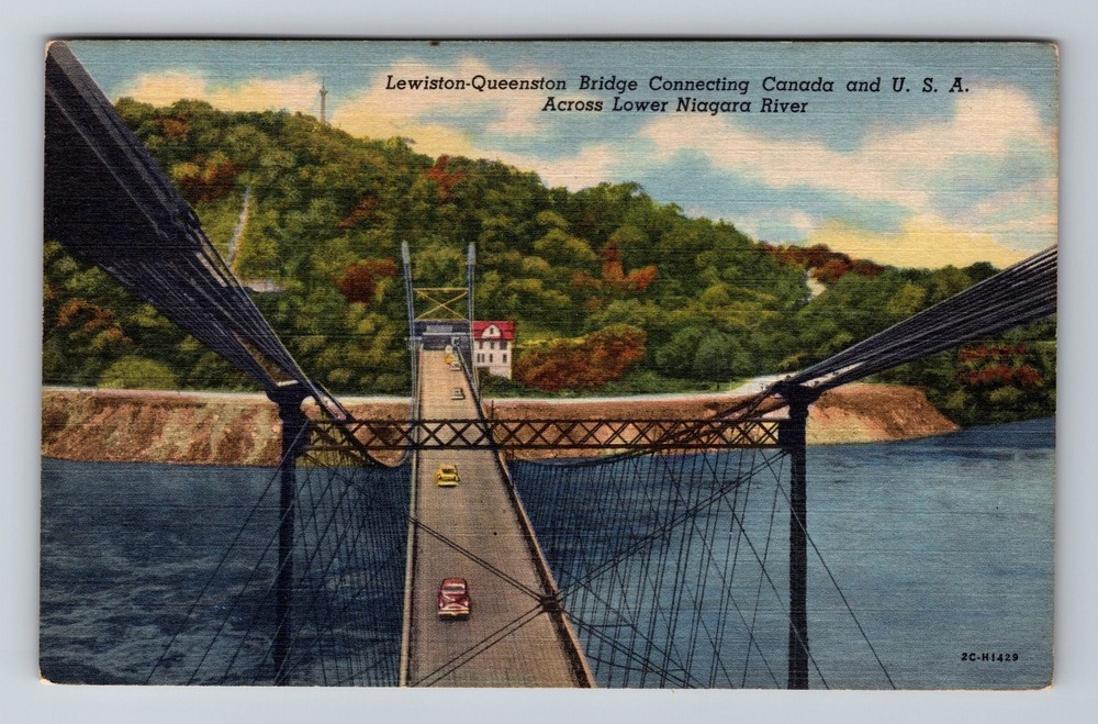 Lower Niagara River NY-New York Lewiston-Queenston Bridge Vintage Postcard