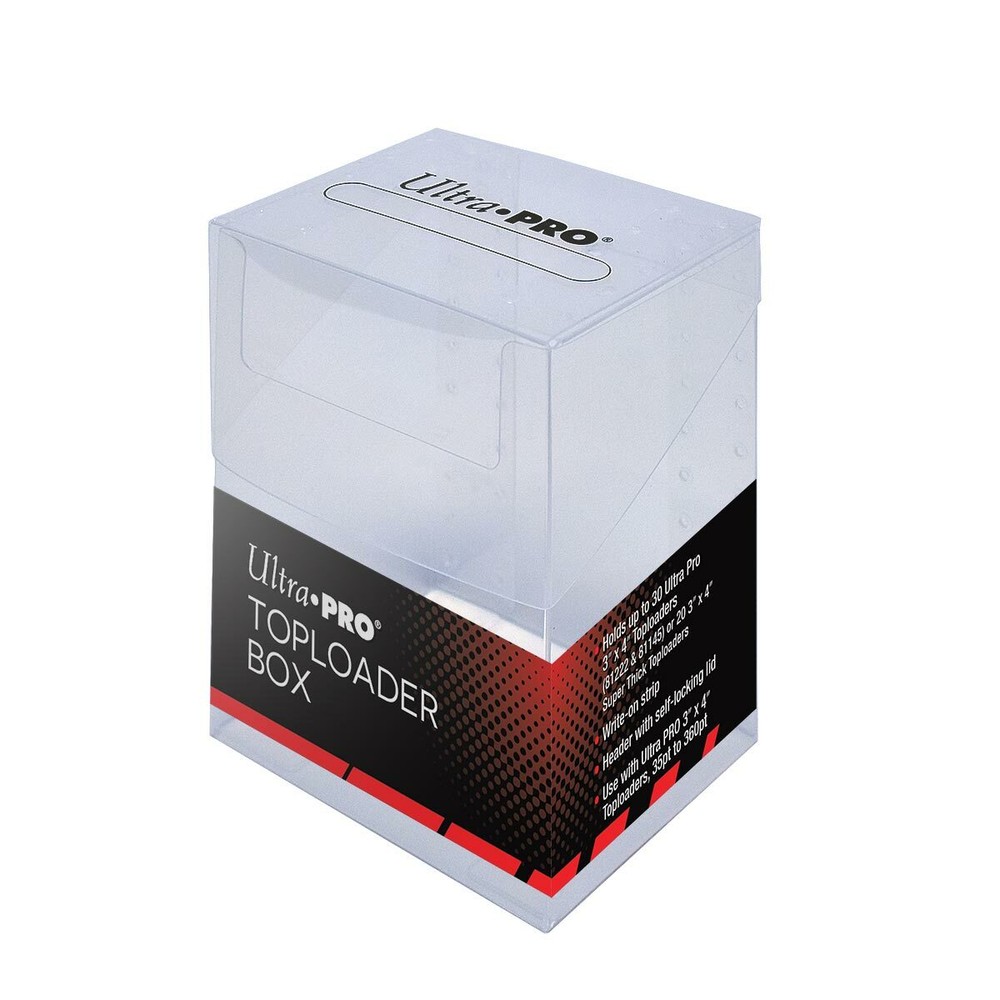 Ultra Pro Toploader Box Clear Plastic Card Holder Storage Box with Flip Top Lid