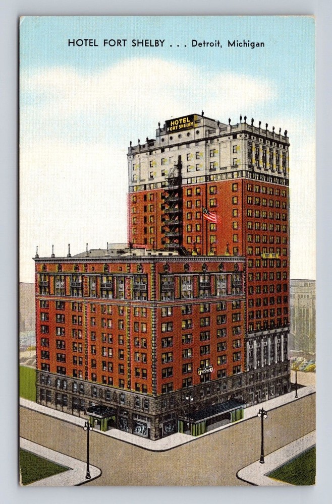 Detroit MI-Michigan, Hotel Fort Shelby, Advertising, Antique Vintage Postcard