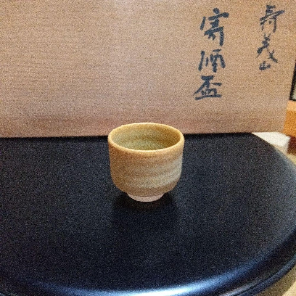 Kyoto Ware Cup Gradation Yellow Ocher Ceramic Small Drinking Mug