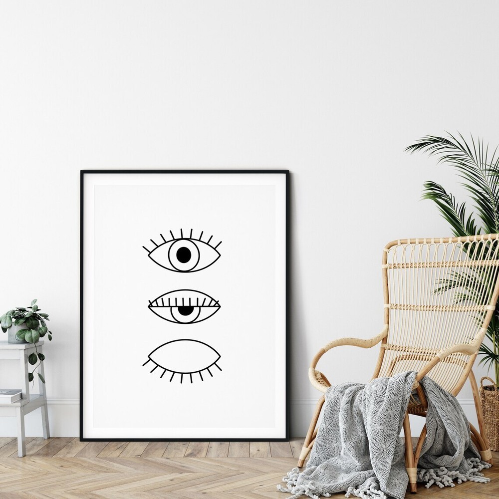 Minimal Mid-Century Modern Eye Poster Premium Quality Choose your Size