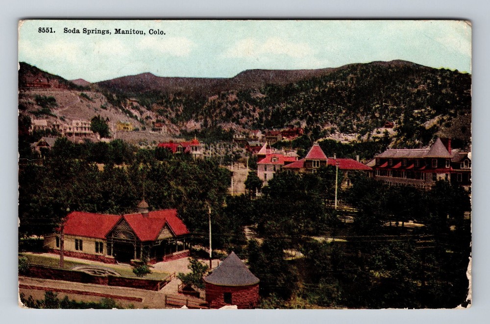 Manitou CO-Colorado Aerial Soda Springs Vintage Postcard Standard Souvenir Post