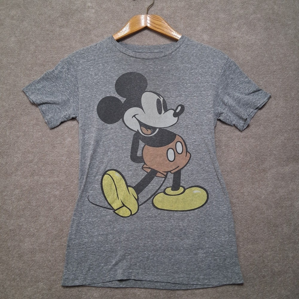 Disney Mickey Mouse Shirt Mens Small S 34/36 Heather Gray Vintage Graphic Tee