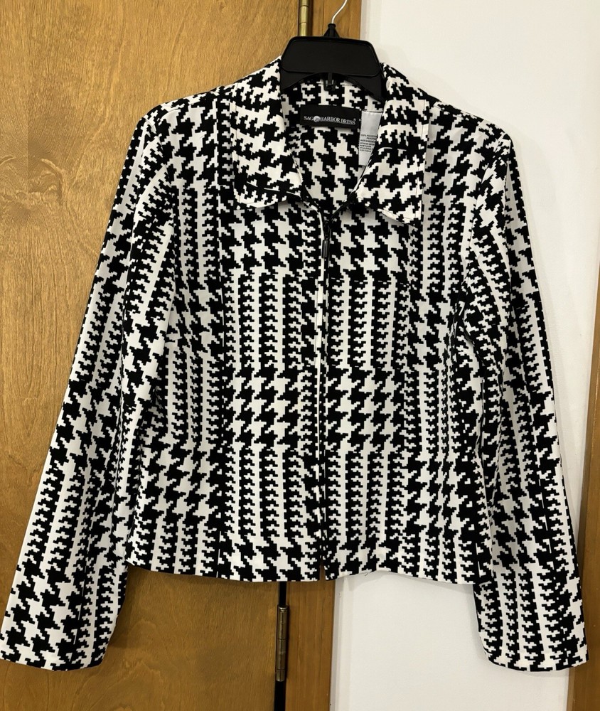 SAG HARBOR DRESS Women Long Sleeve Zip Up Jacket Back White SIZE 10