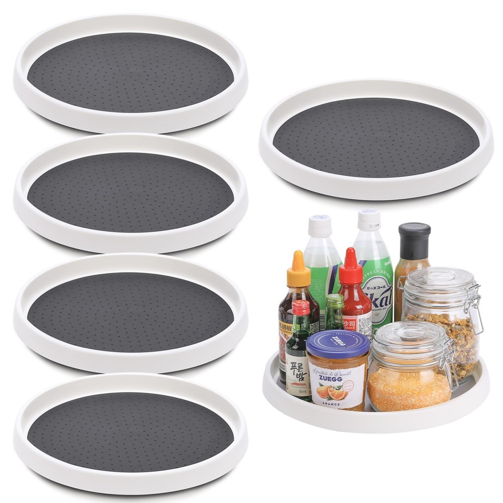 Set of 6, 12 Inch Non-Skid Lazy Susan Turntable, Lazy Susan Organizer for Cab...
