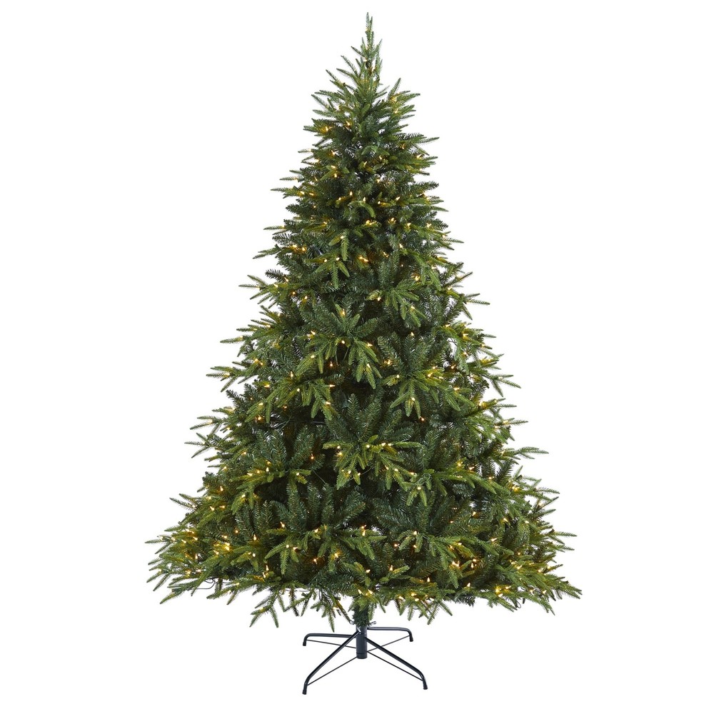 7.5ft Colorado Mountain Fir Christmas Tree with 600 Clear LED Green Lights