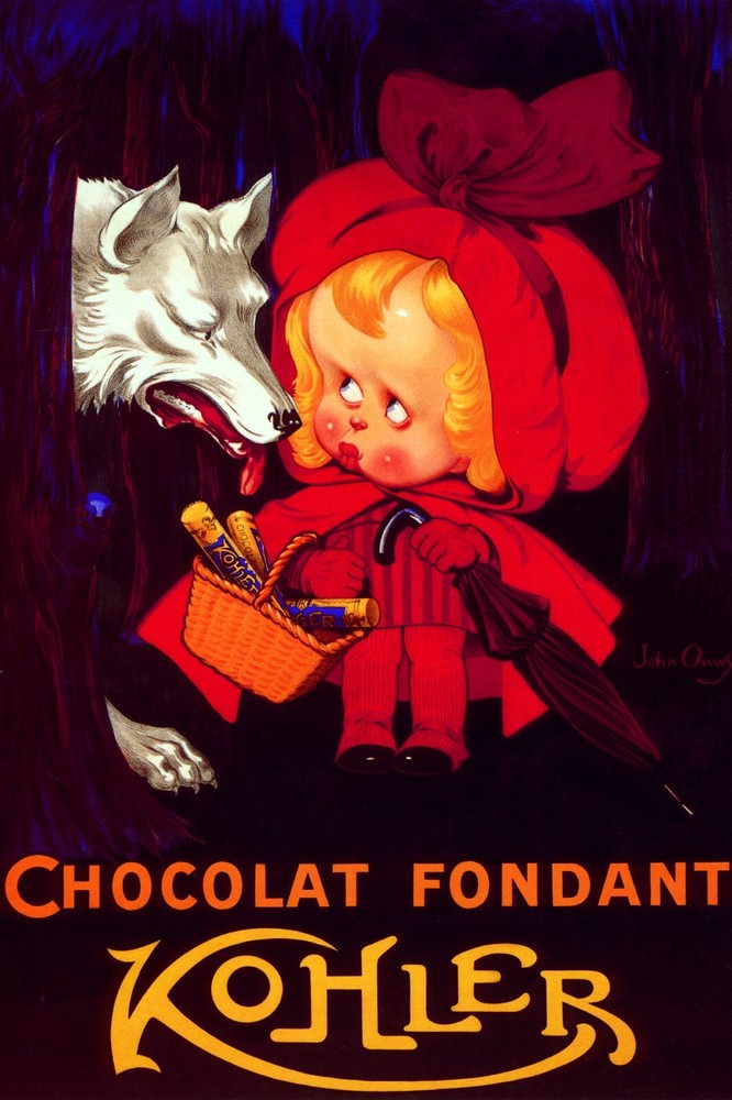 Chocolate Kohler Little Red Riding Hood Bad Wolf Vintage Poster Repro FREE S/H