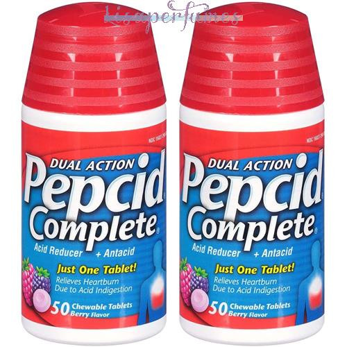 Pepcid Complete Dual Action Acid Reducer 50 Chewable Tablets Berry 2 Packs-image