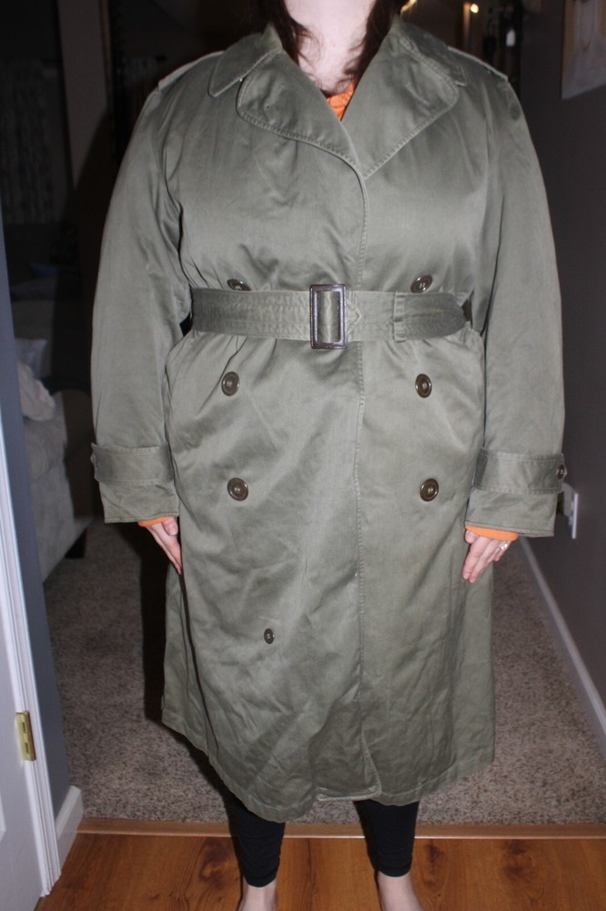 Military Men’s Small Short OverCoat Wool Sateen OG-107 w/Removable Liner Jacket