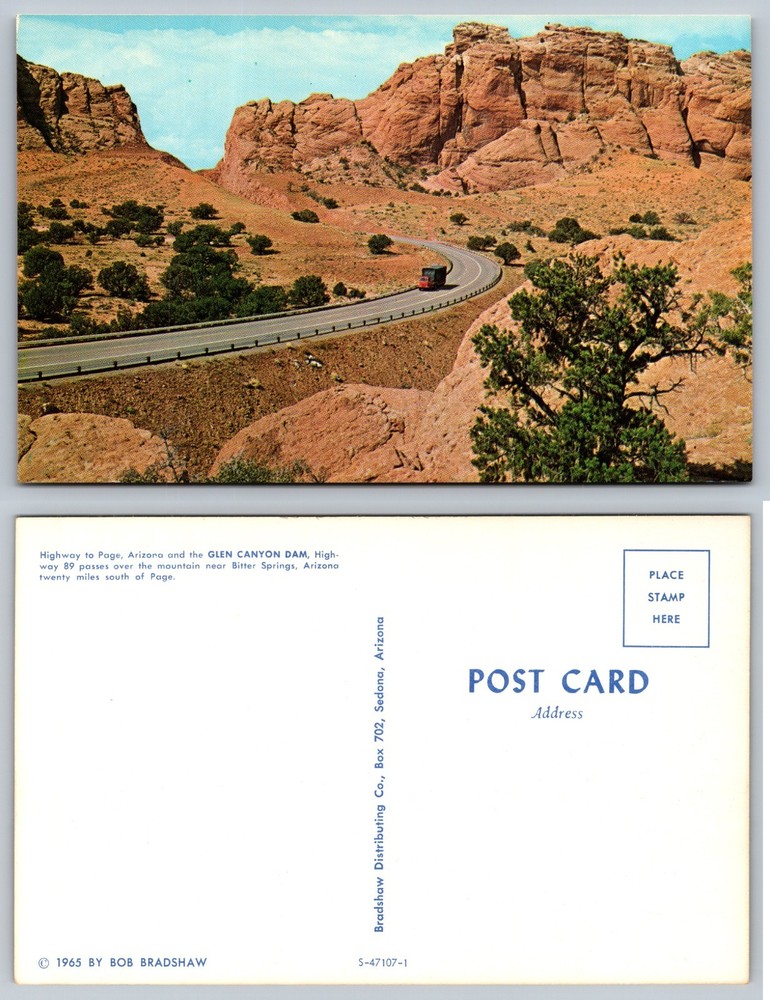 Highway Near Page Arizona Red Rock Cliffs Postcard