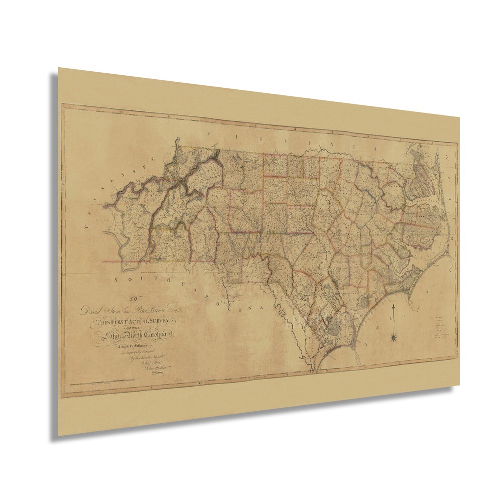 1808 North Carolina State Map - Vintage North Carolina USA Wall Art Poster Print