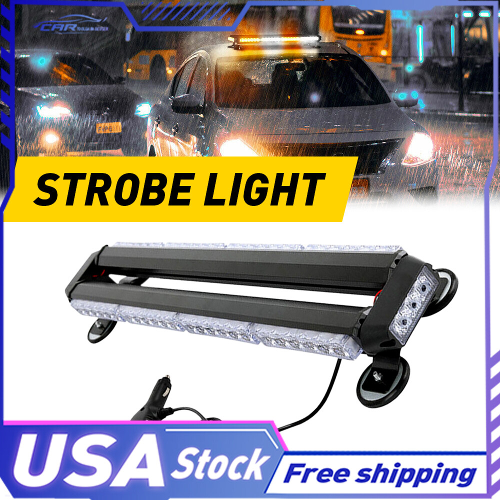 26'' Yellow Amber 54 LED Bar Strobe Light Rooftop Double Side Emergency Flashing