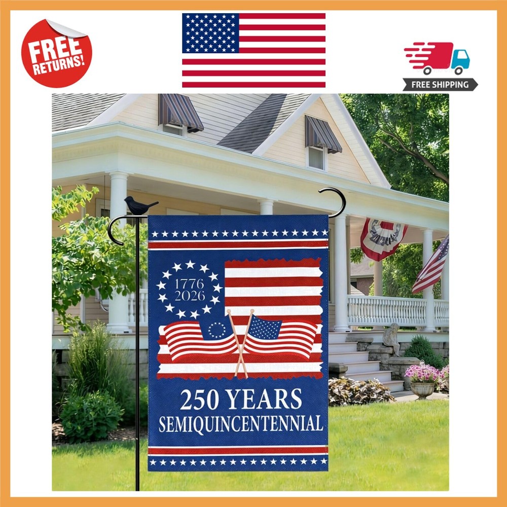 Vibrant 250th Anniversary Flag - 12x18 Inch American Garden Decor for July 4th