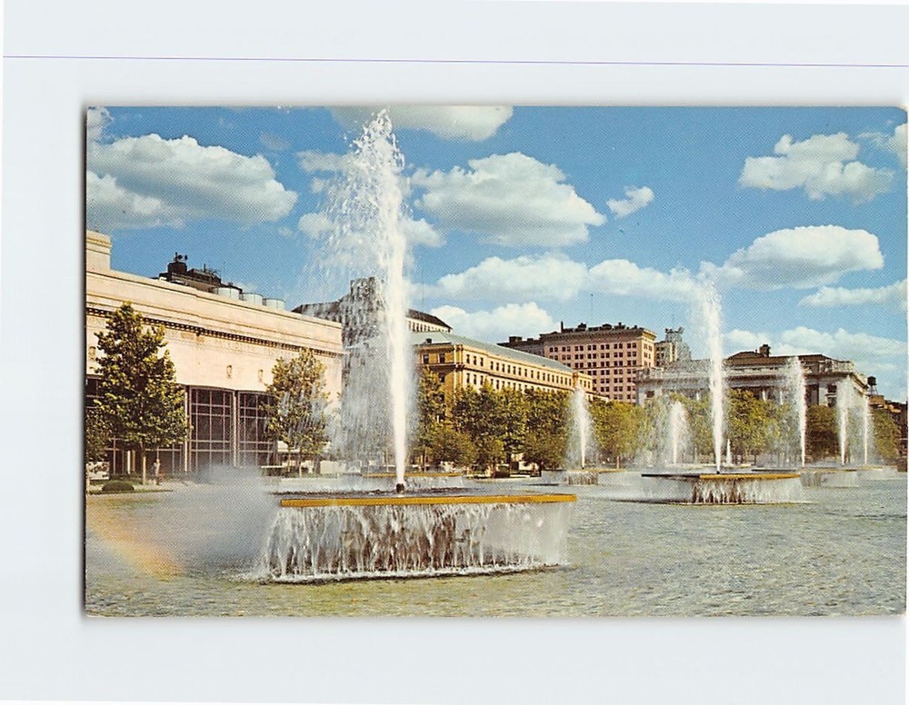 Postcard Water Fountains in Cleveland's Public Hall Cleveland Ohio USA