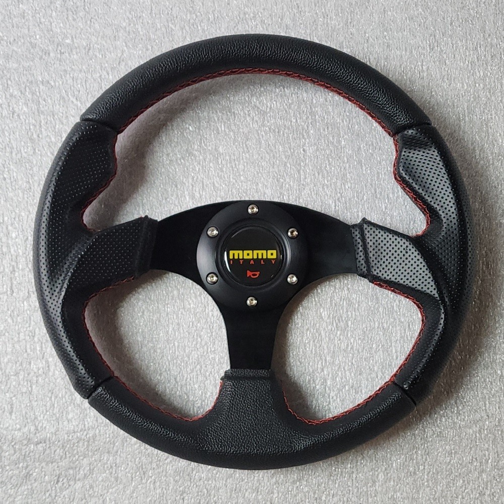 MOMO Black Leather Street Sport Steering Wheel 320mm BRLRR