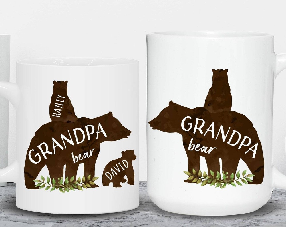 Personalized Grandpa Bear With Cubs Coffee Mug For Grandfather  