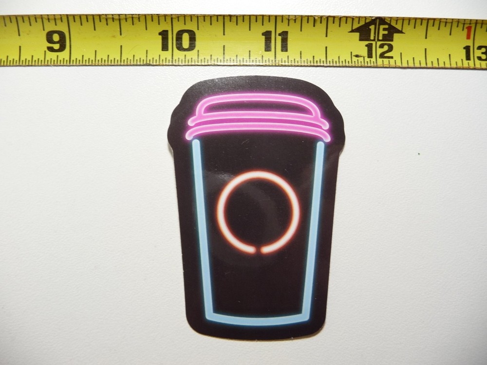 Funny Neon Coffee Cup Decal Sticker for Laptop Cute Decor